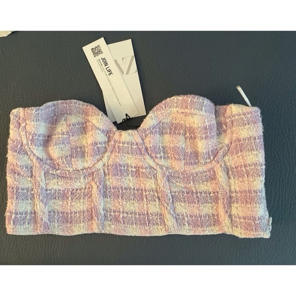 Zara Tweed Crop Top Bustier new With Tags Size Small - Picture 1 of 8